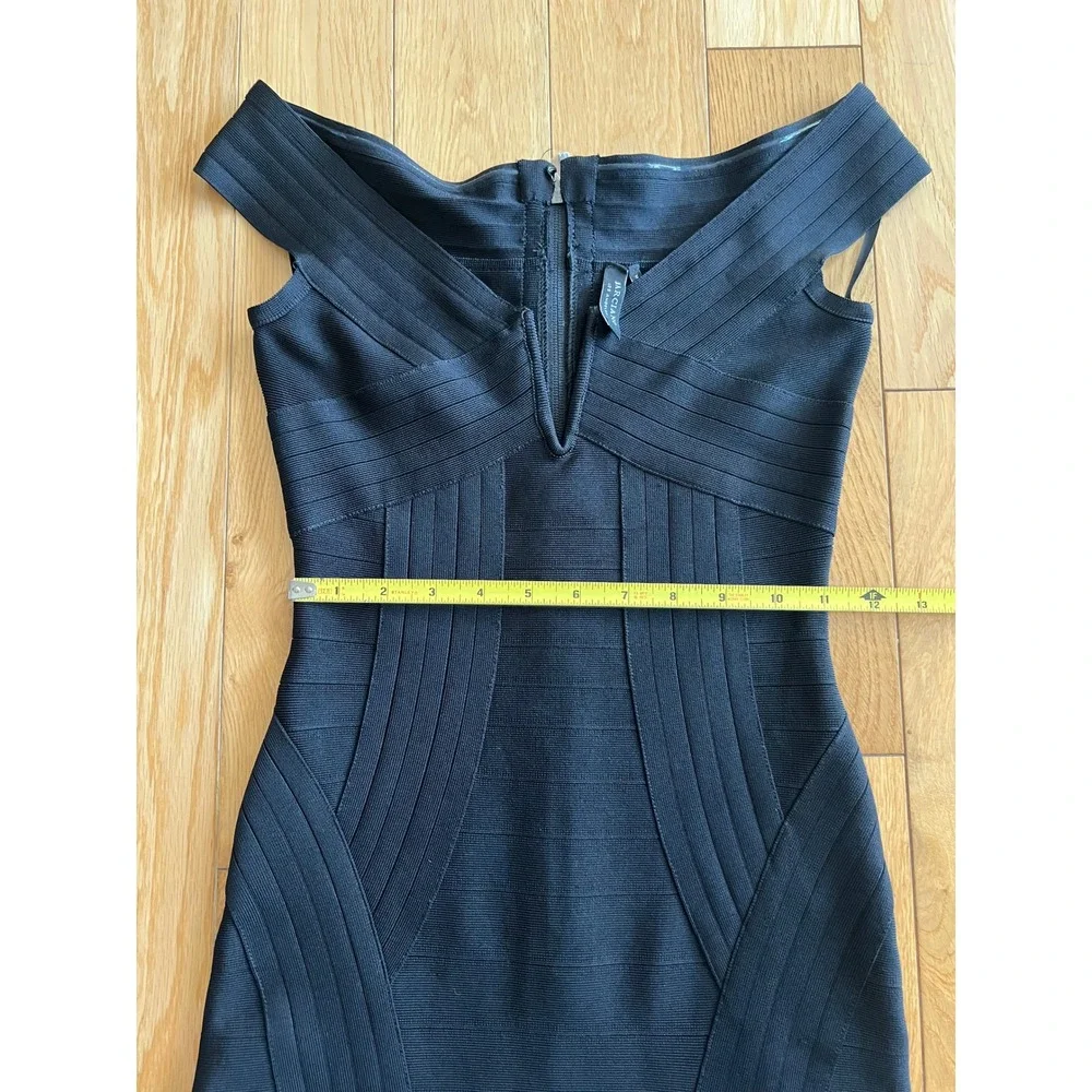 Marciano Kandice Off Shoulder Bandage Bodycon Black Dress Deep V Sz XS
